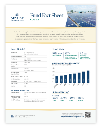 Skyline Clean Energy Fund Fact Sheet PDF Cover Image